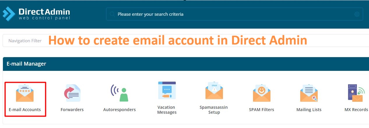 How to create email account in directadmin